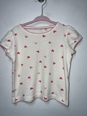 Mini Boden girls' short-sleeve pointelle t-shirt Heart Print size 3-4YRS